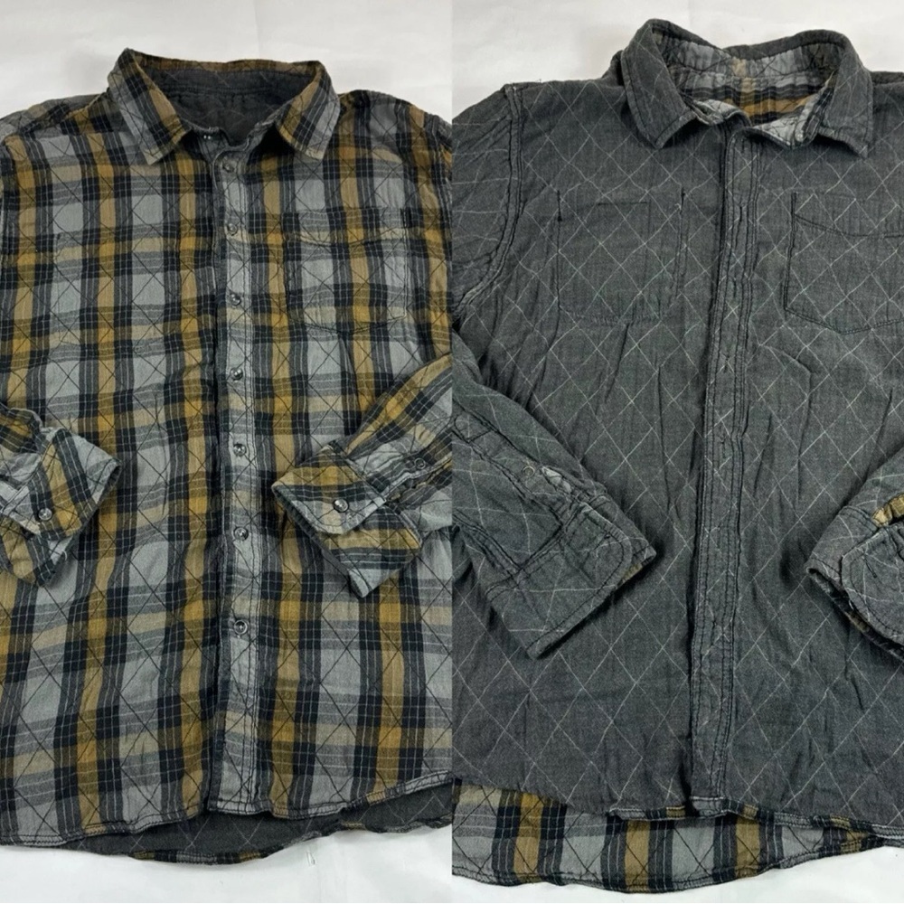 Kavu Reversible Flannel Shirt Men’s L Plaid Long Sleeve Button Up Hiking